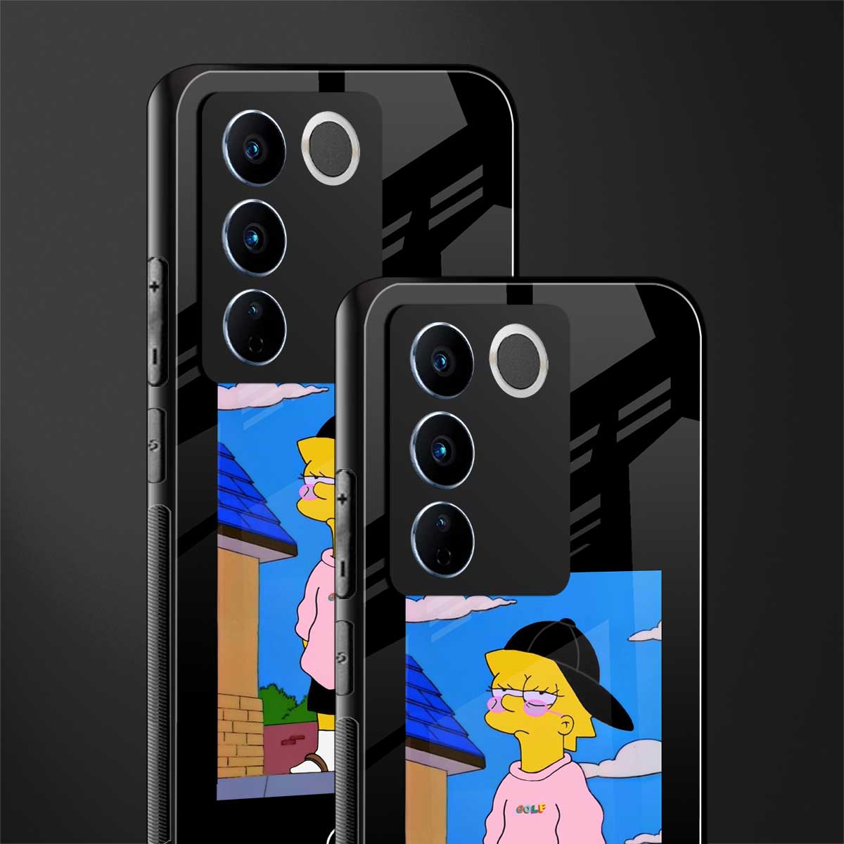 lisa simpson back phone cover | glass case for vivo v27 pro 5g