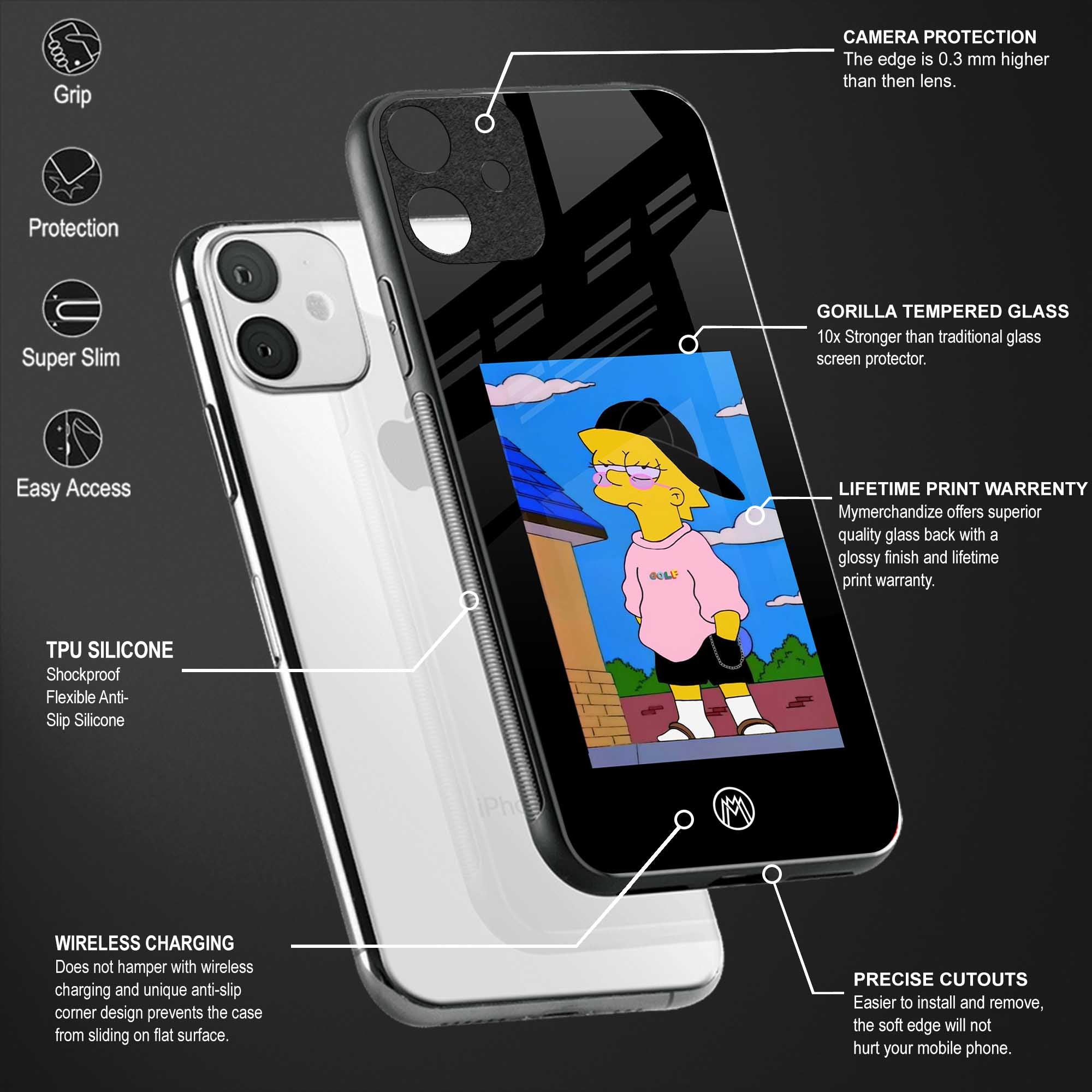 lisa simpson glass case for mi 11 lite image-4