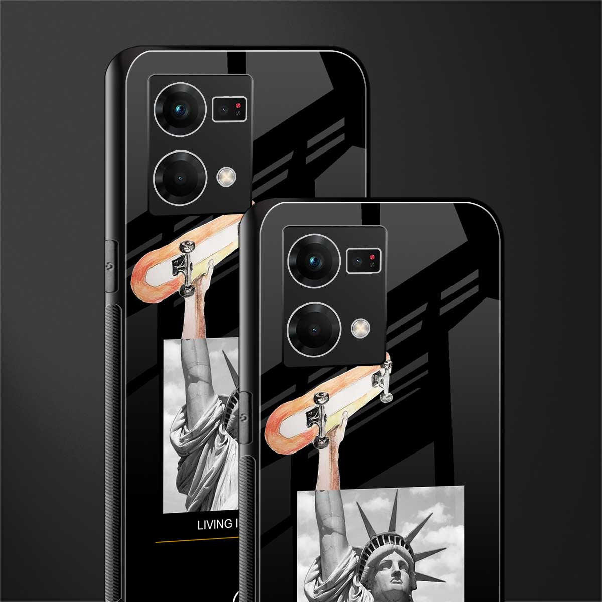 living in the city back phone cover | glass case for oppo f21 pro 4g