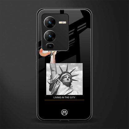 living in the city back phone cover | glass case for vivo v25 pro 5g