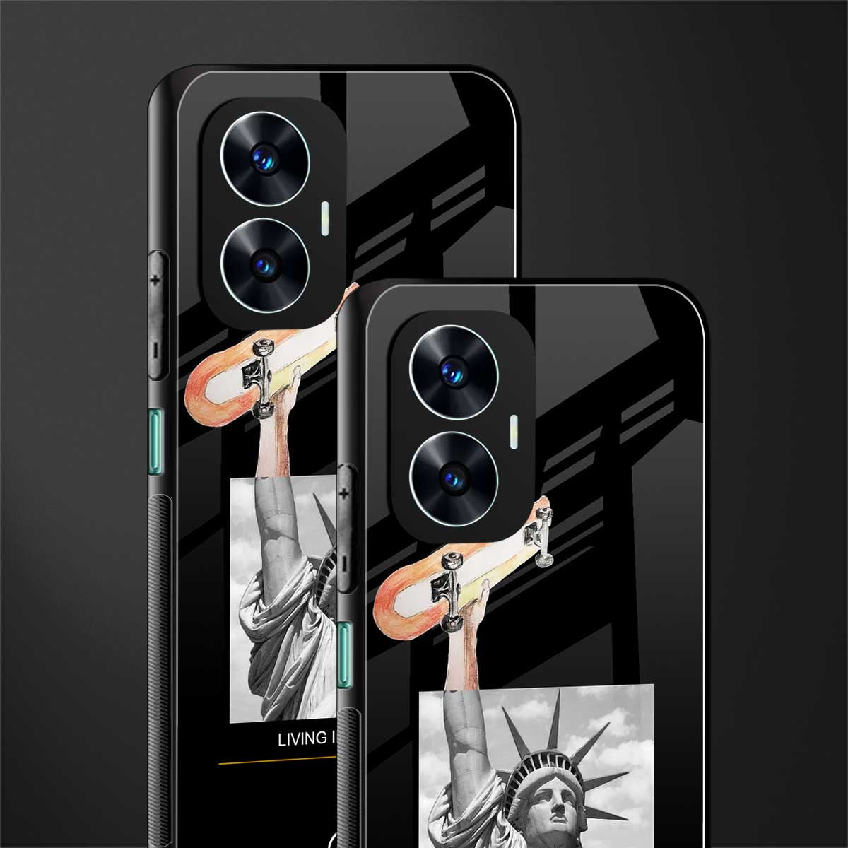 living in the city back phone cover | glass case for realme c55