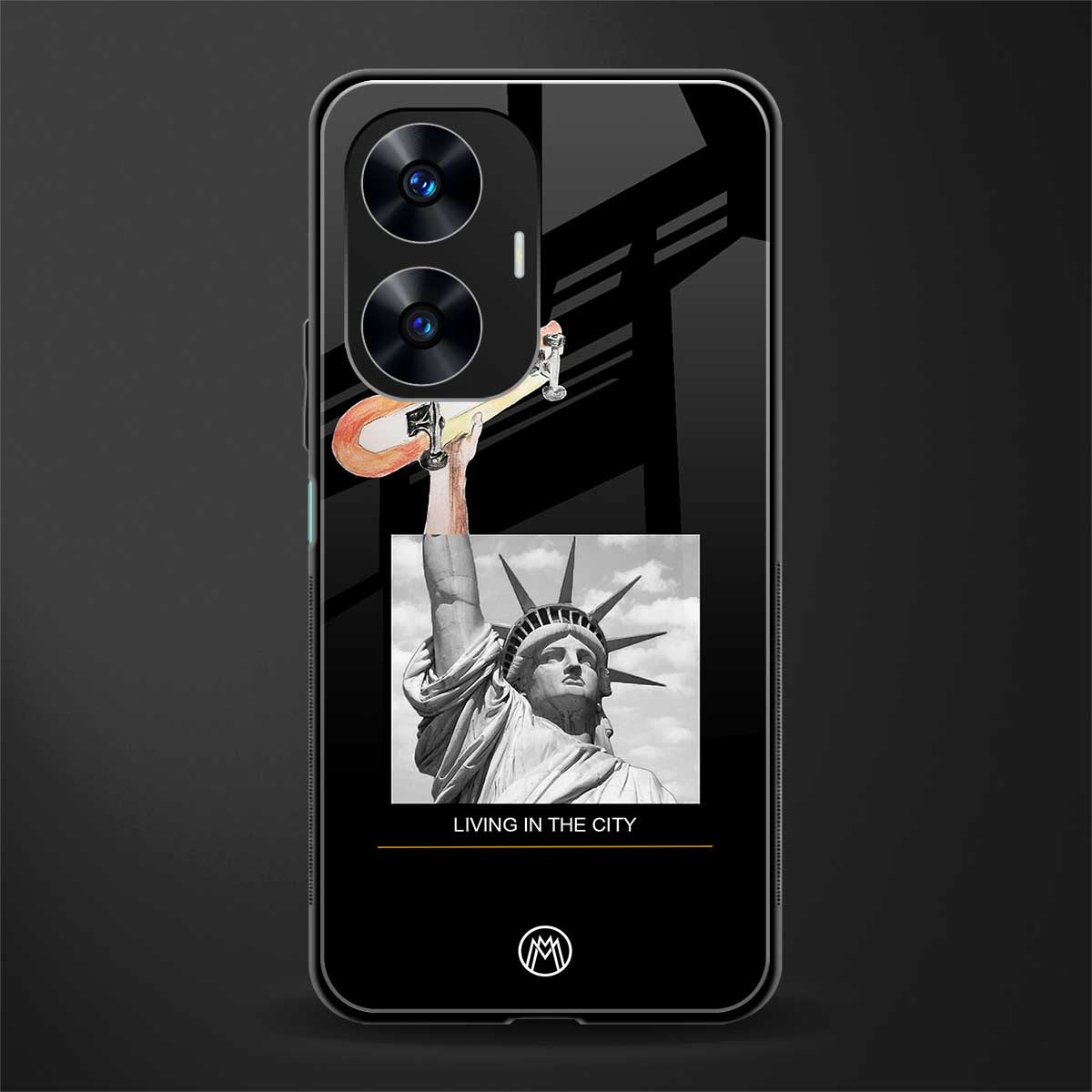living in the city back phone cover | glass case for realme c55