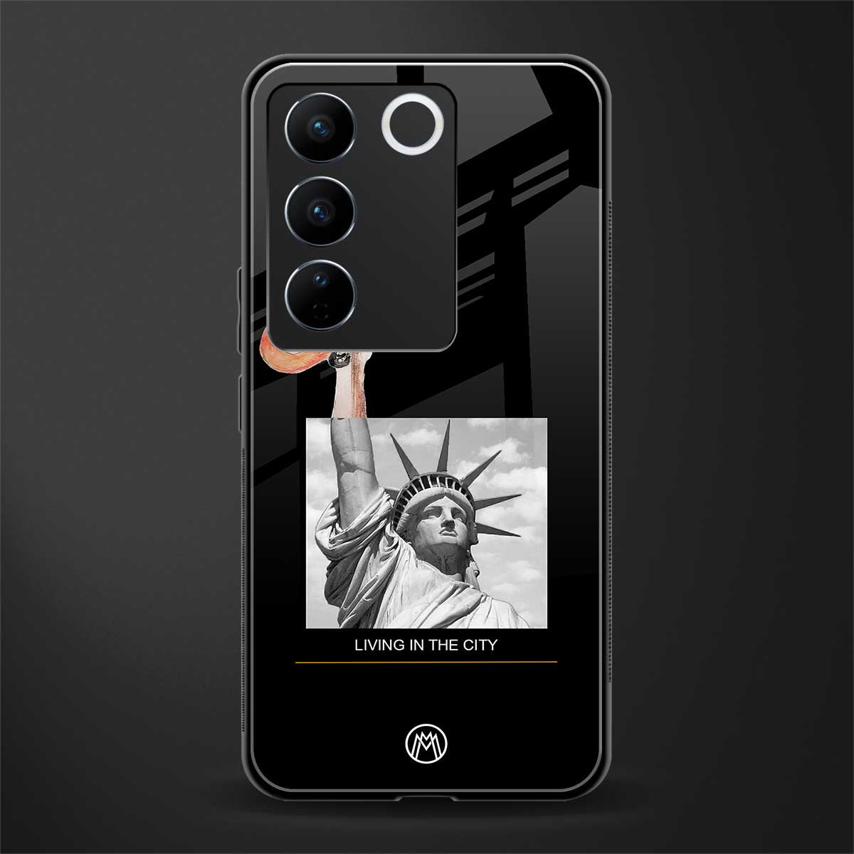 living in the city back phone cover | glass case for vivo v27 pro 5g
