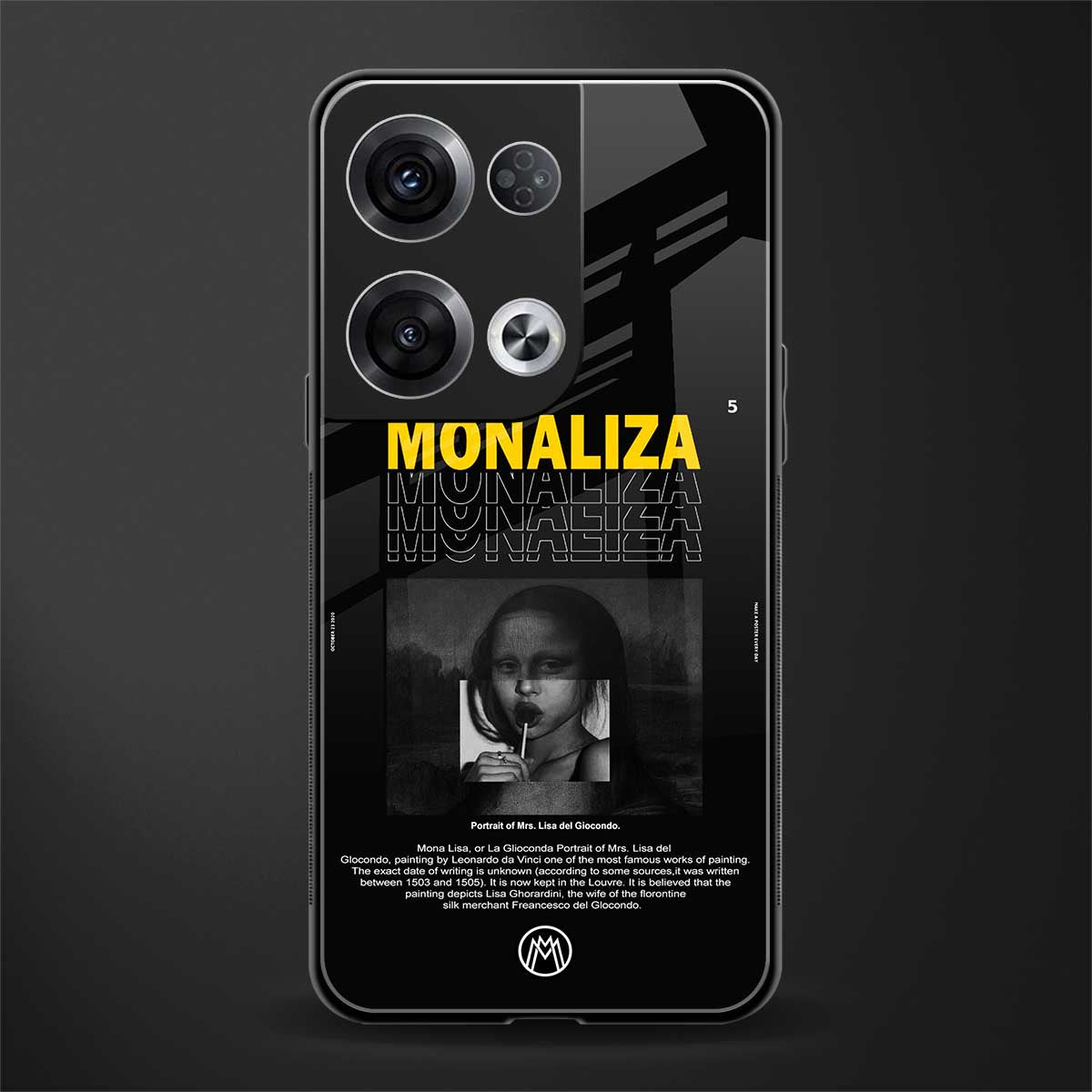 lollipop monaliza back phone cover | glass case for oppo reno 8