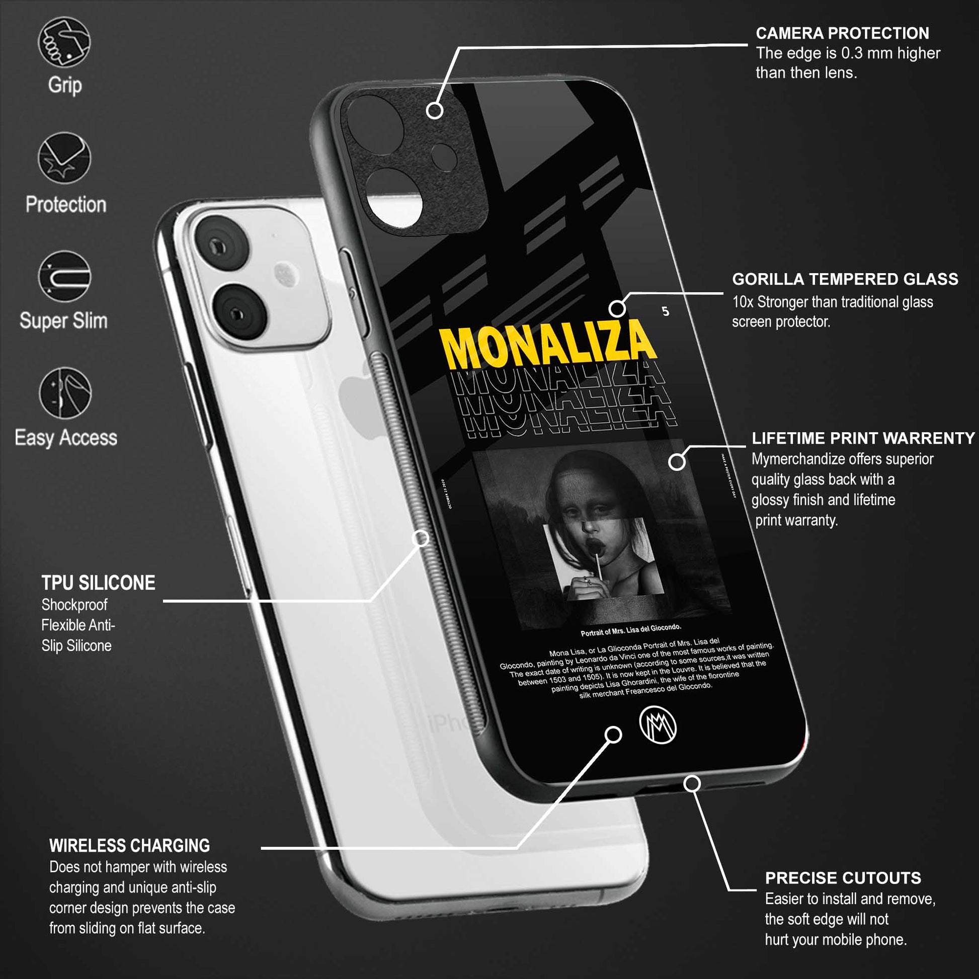 lollipop monaliza back phone cover | glass case for samsun galaxy a24 4g