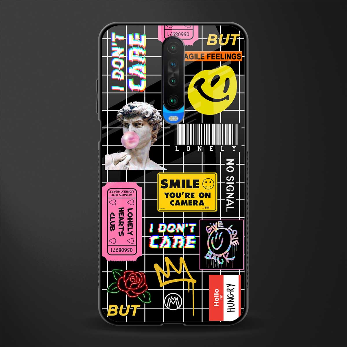 lonely hearts club black glass case for poco x2 image