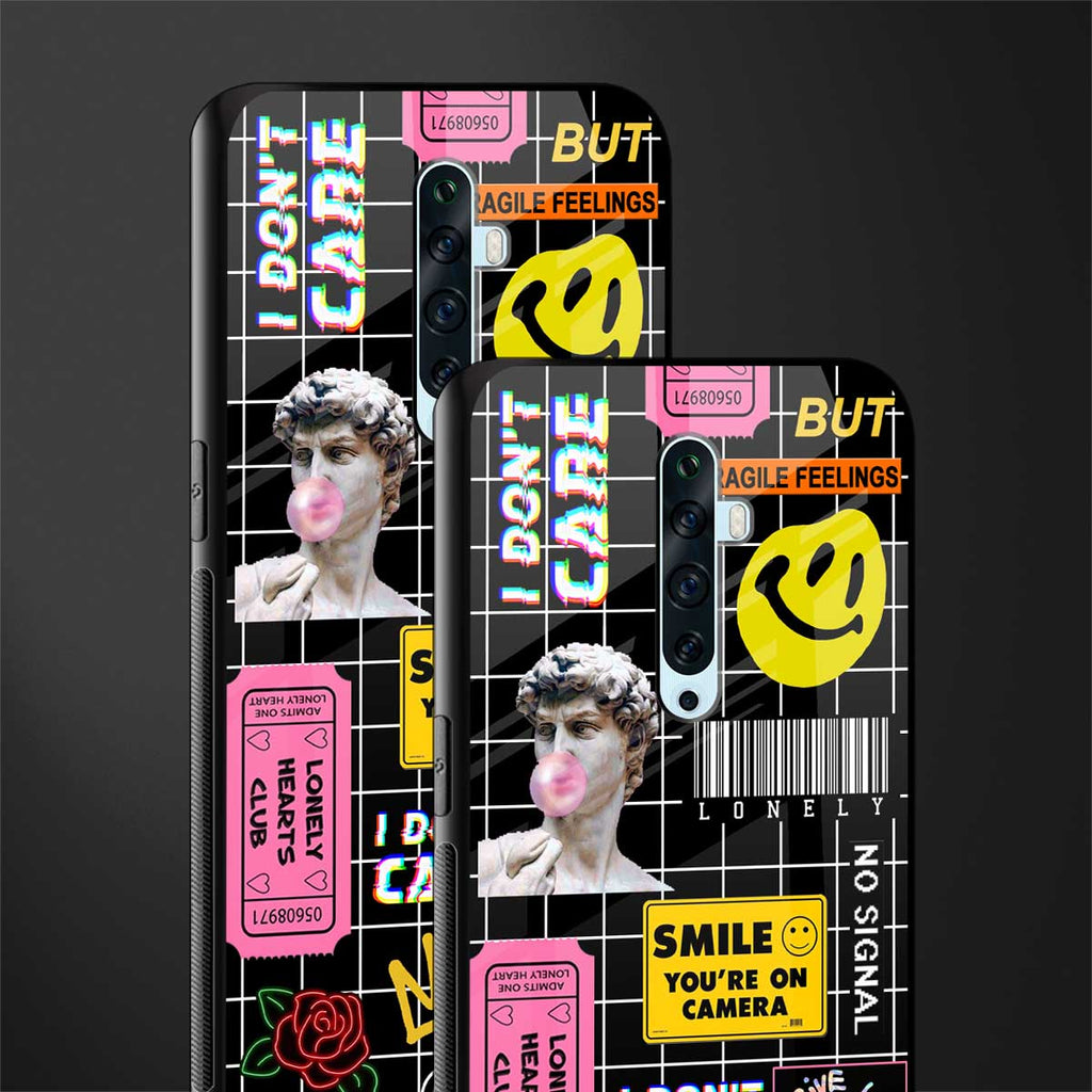 lonely hearts club black glass case for oppo reno 2f image-2