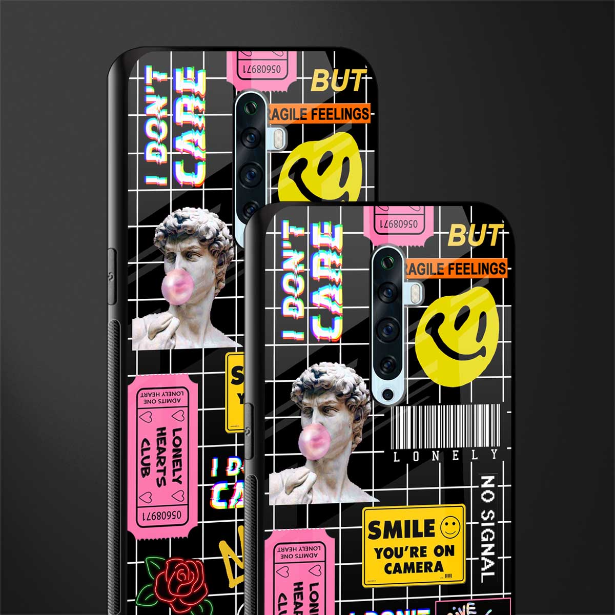 lonely hearts club black glass case for oppo reno 2f image-2