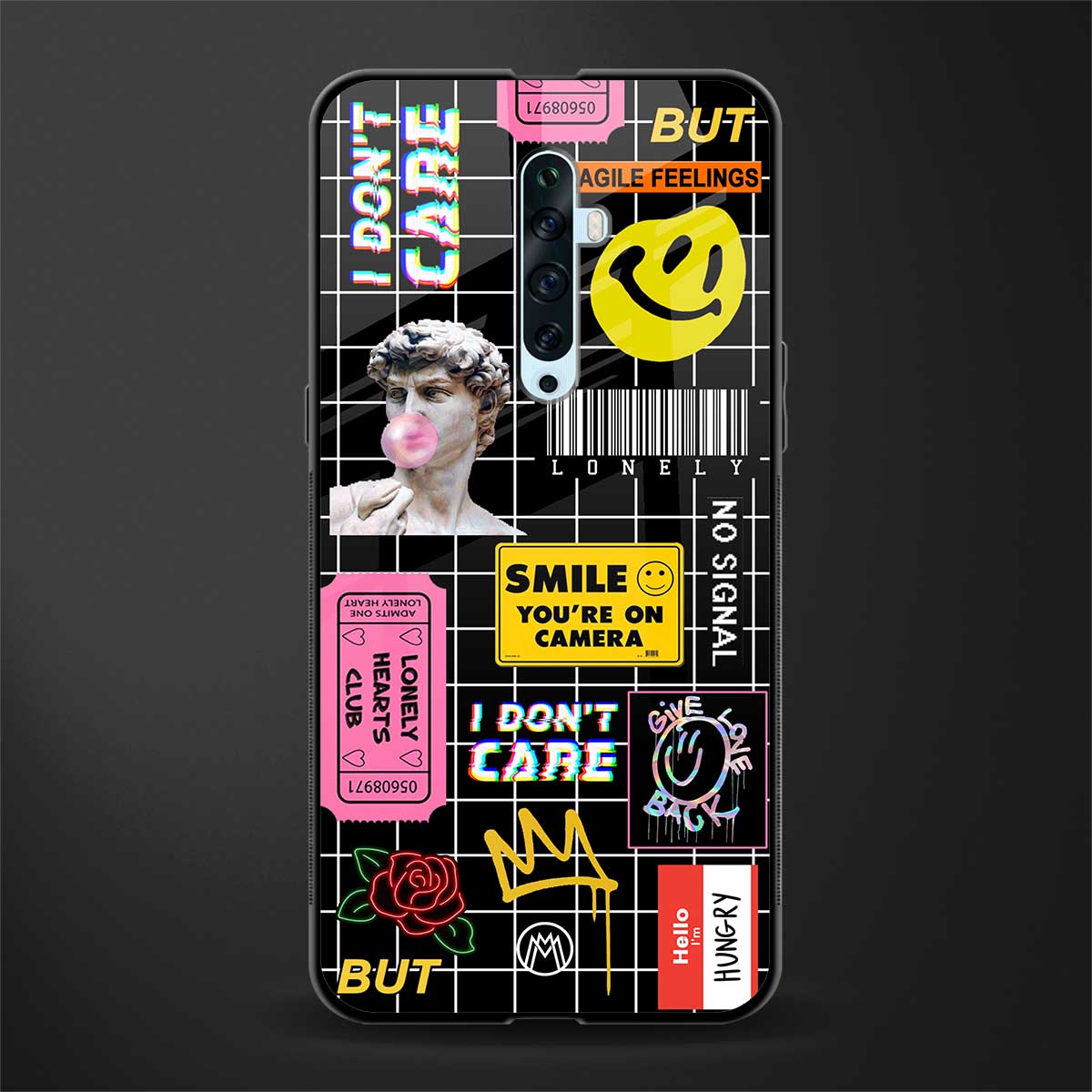 lonely hearts club black glass case for oppo reno 2f image