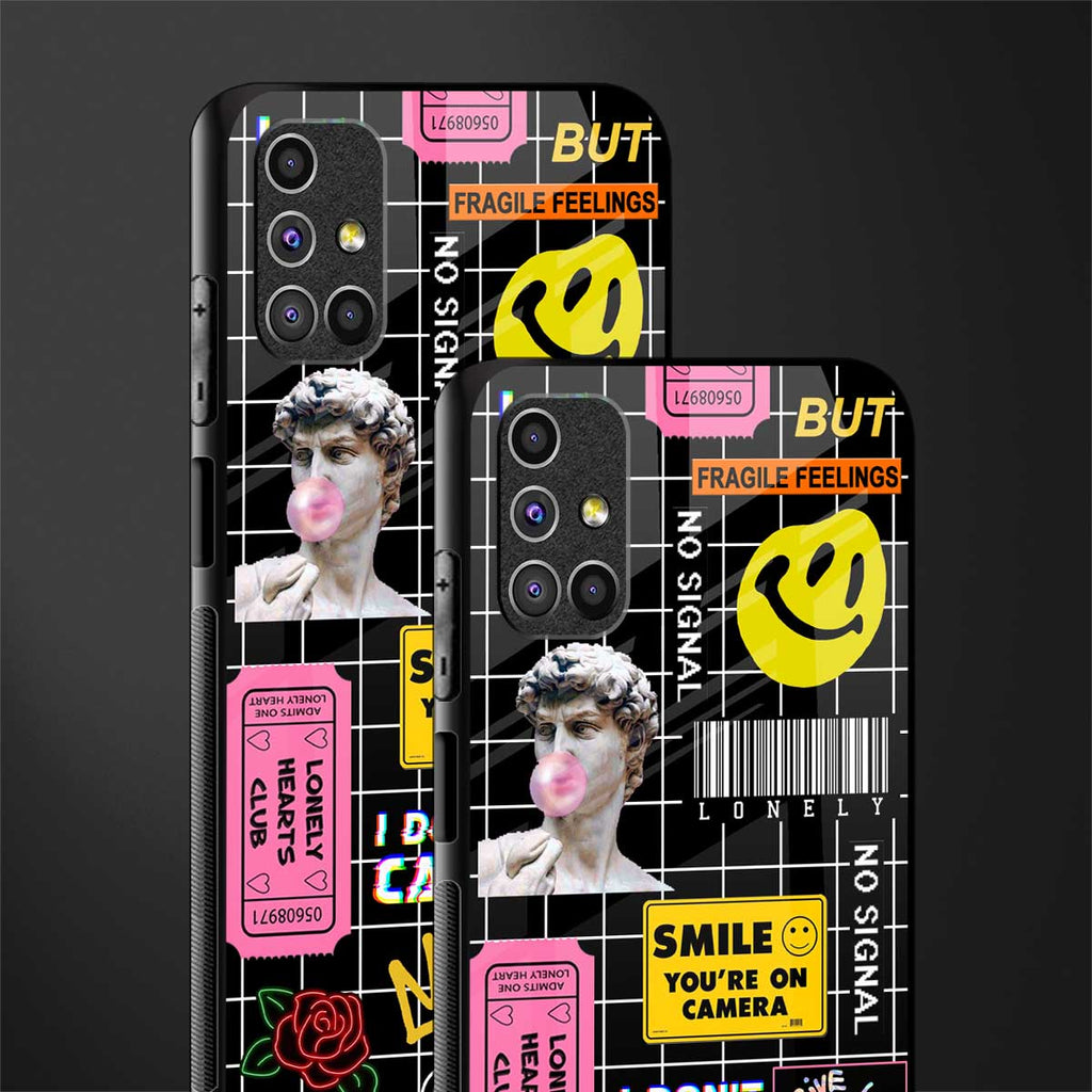 lonely hearts club black glass case for samsung galaxy m51 image-2
