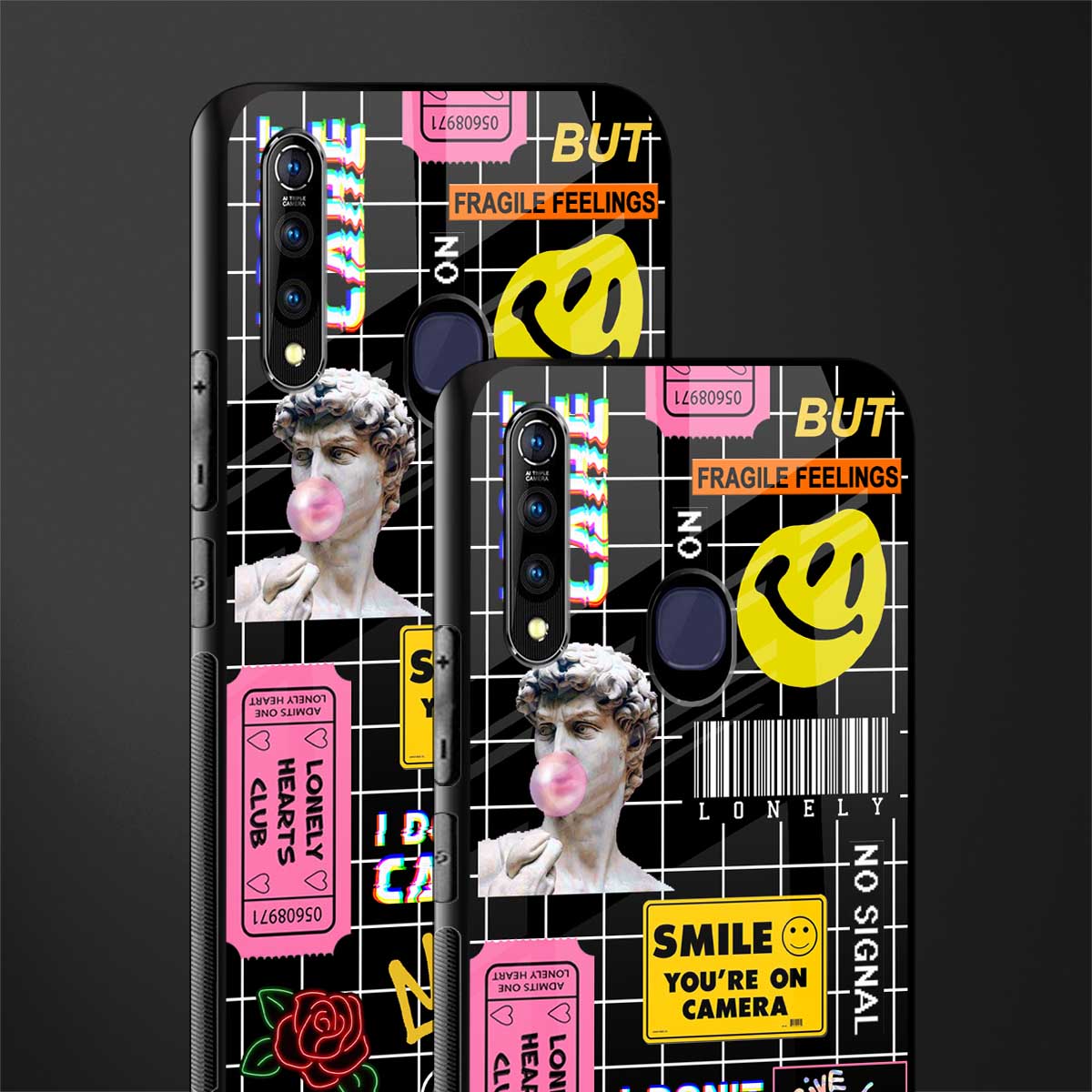 lonely hearts club black glass case for vivo z1 pro image-2