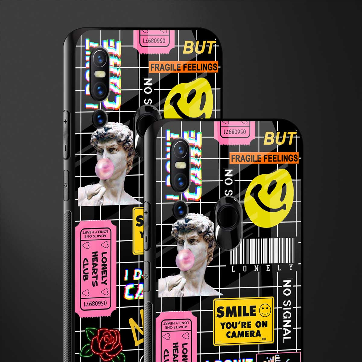 lonely hearts club black glass case for vivo v15 image-2