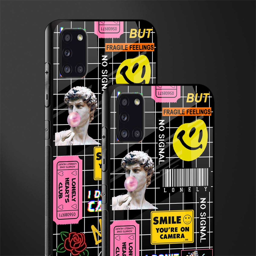 lonely hearts club black glass case for samsung galaxy a31 image-2