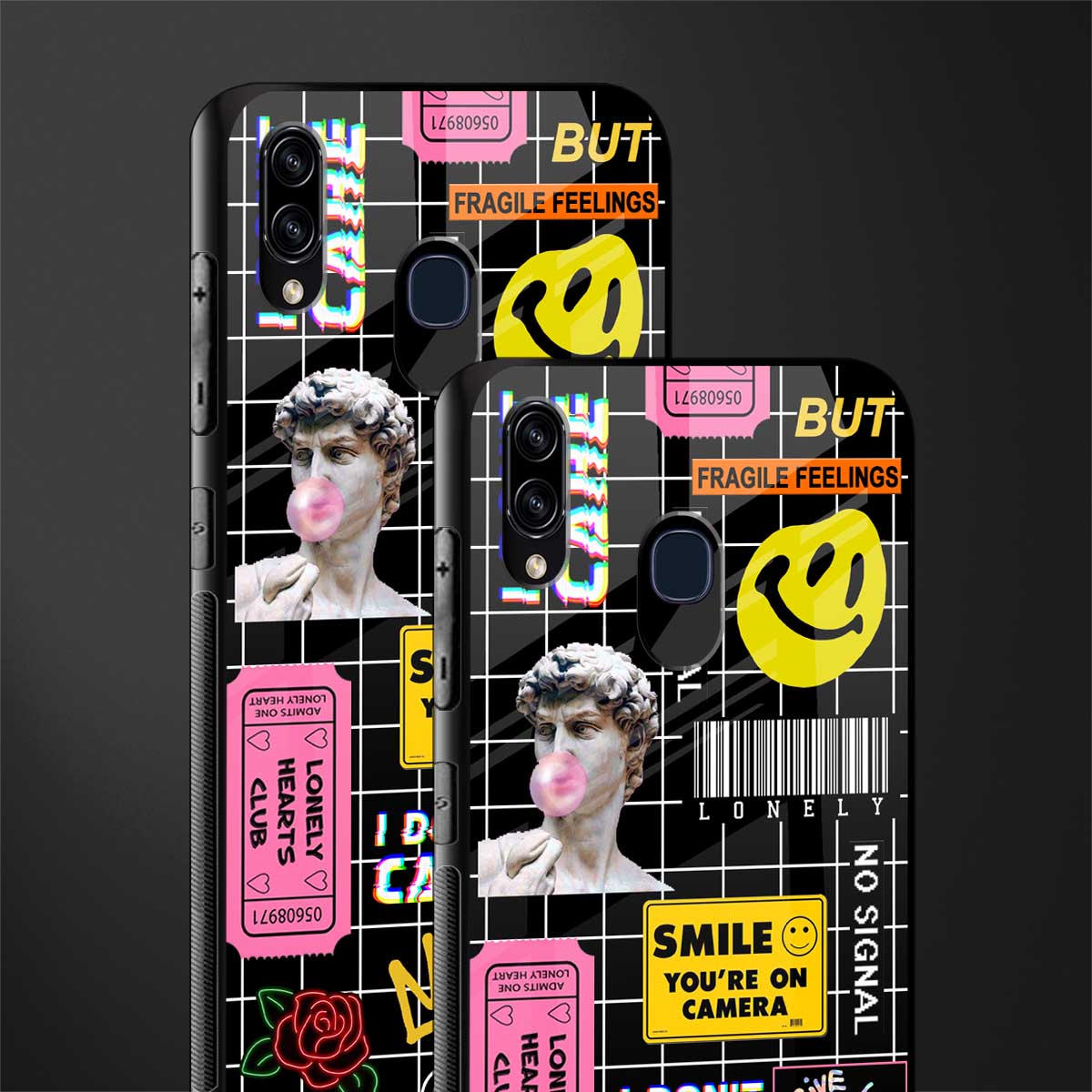 lonely hearts club black glass case for samsung galaxy a30 image-2