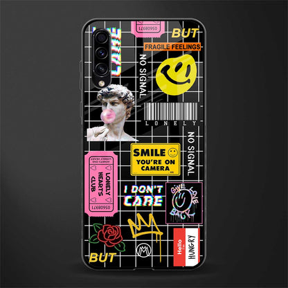 lonely hearts club black glass case for samsung galaxy a70 image