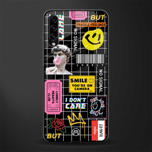 lonely hearts club black glass case for samsung galaxy a70 image