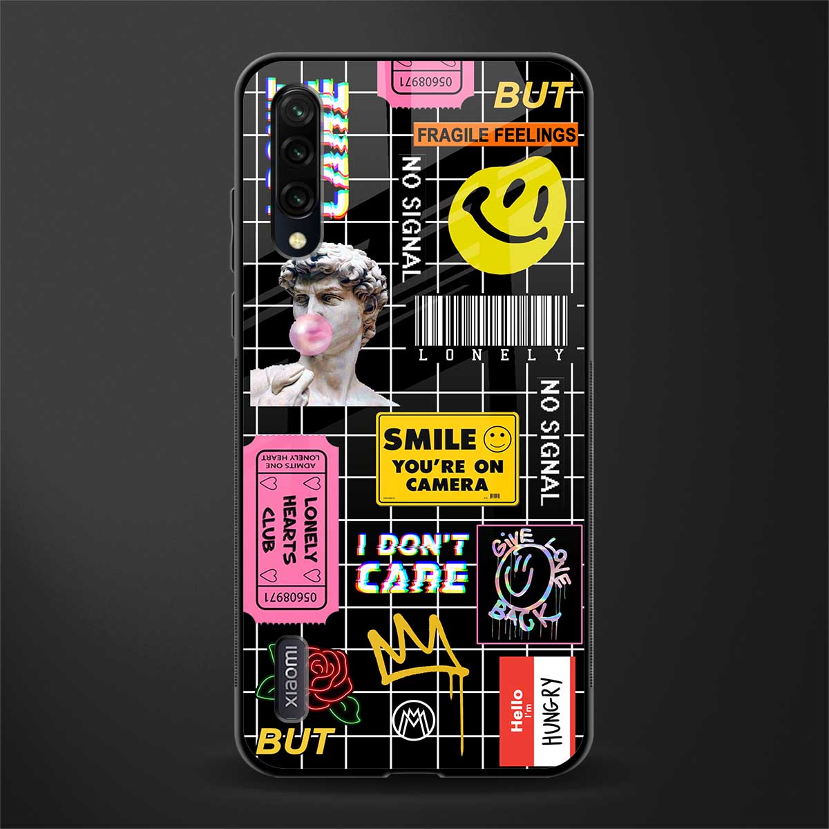 lonely hearts club black glass case for mi a3 redmi a3 image