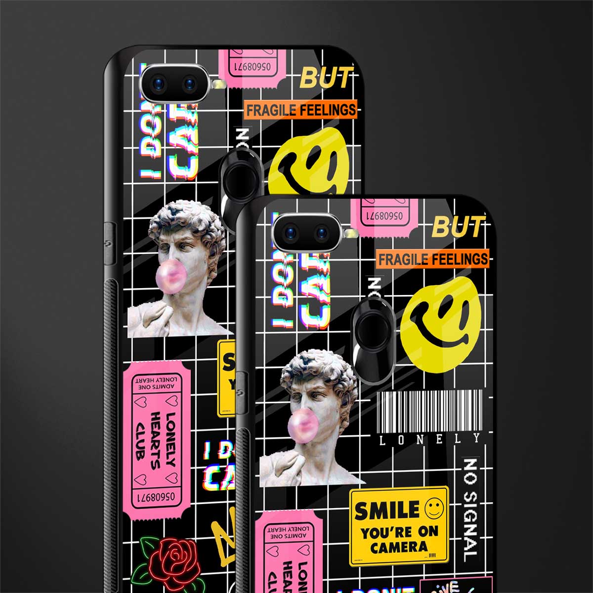 lonely hearts club black glass case for oppo a7 image-2