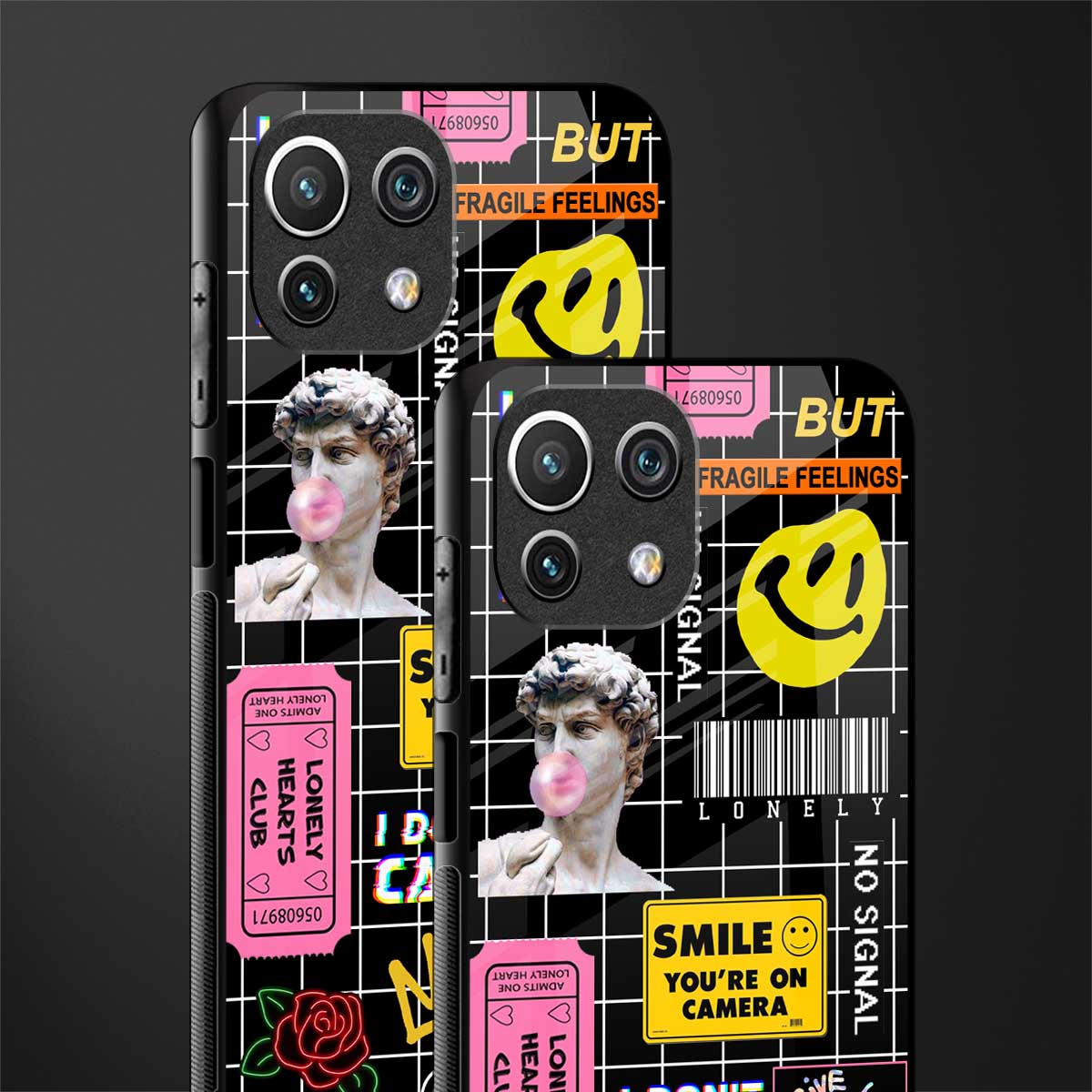 lonely hearts club black glass case for mi 11 lite image-2