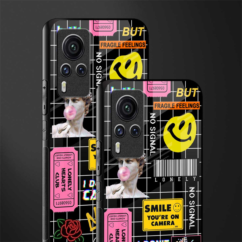 lonely hearts club black glass case for vivo x60 pro image-2