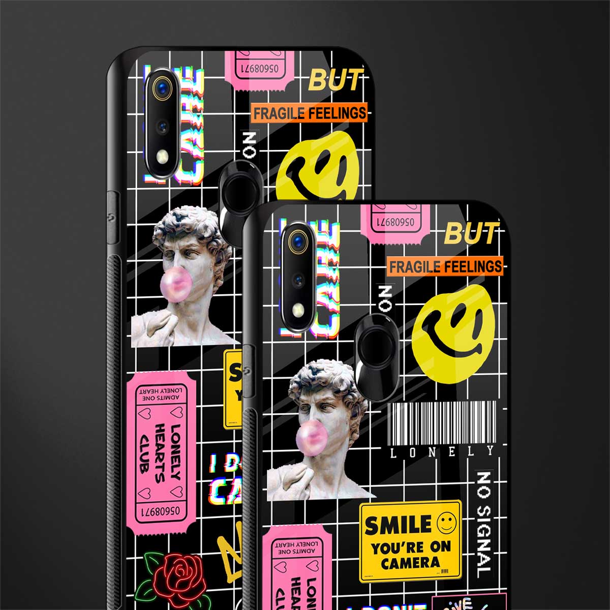 lonely hearts club black glass case for realme 3 pro image-2