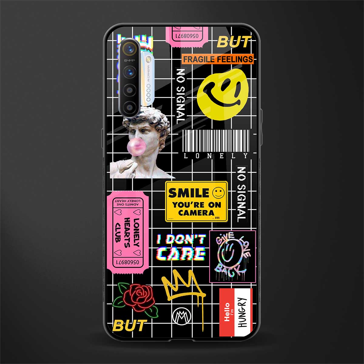 lonely hearts club black glass case for realme x2 image