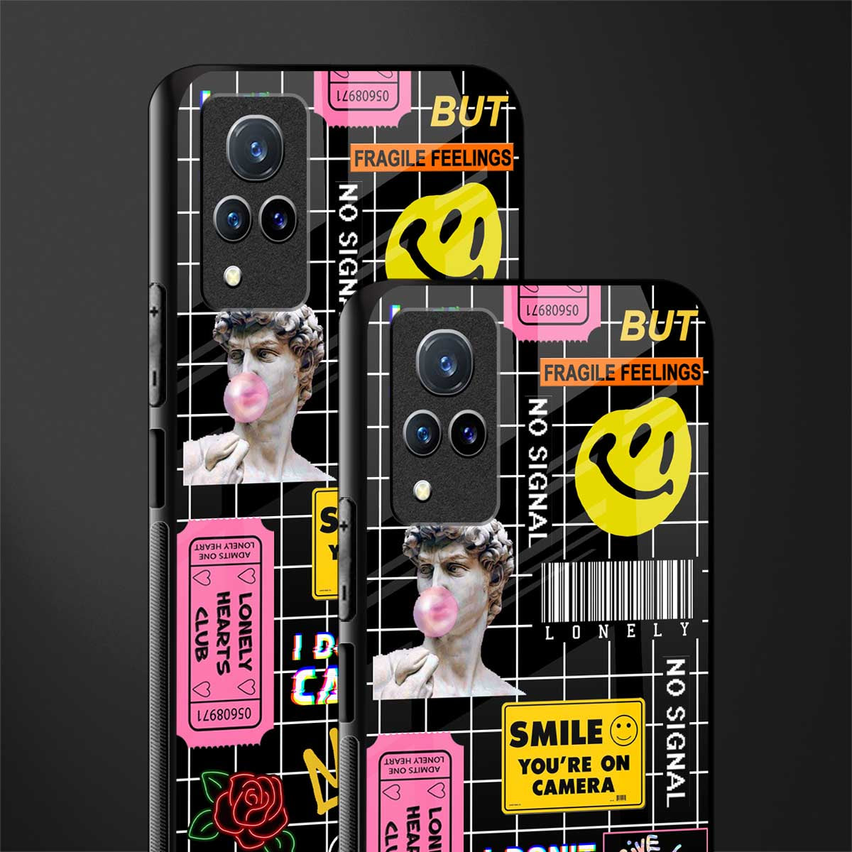 lonely hearts club black glass case for vivo v21 5g image-2