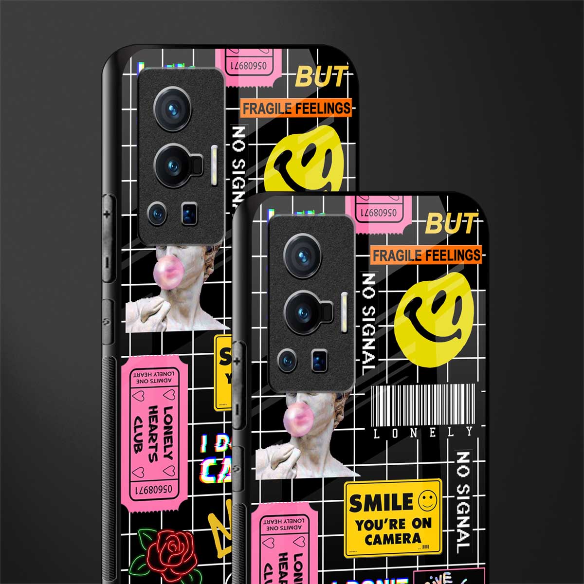 lonely hearts club black glass case for vivo x70 pro image-2