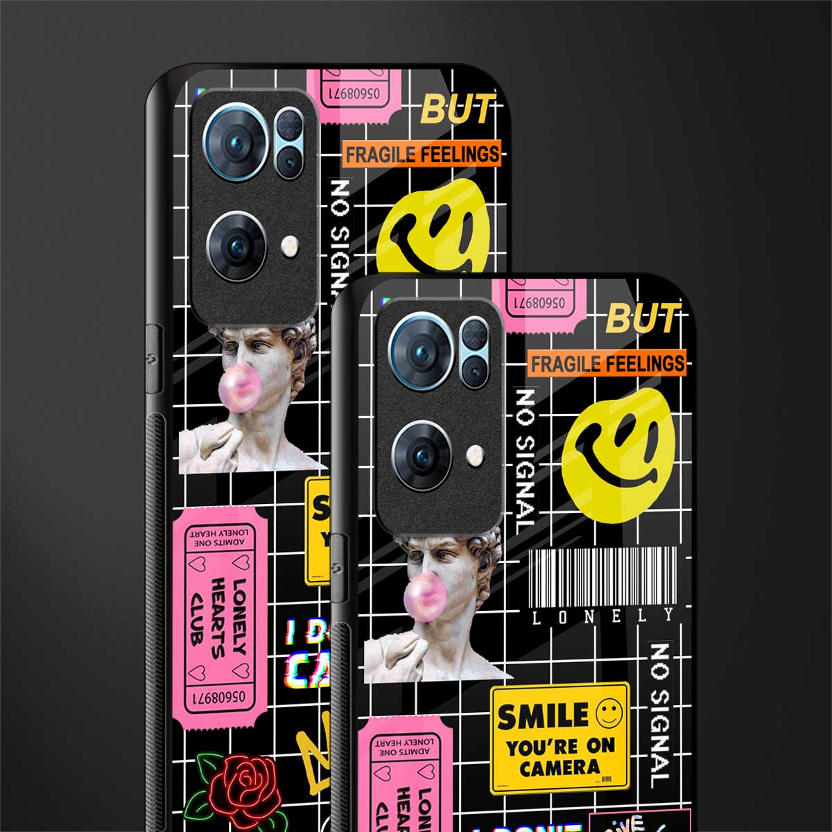 lonely hearts club black glass case for oppo reno7 pro 5g image-2