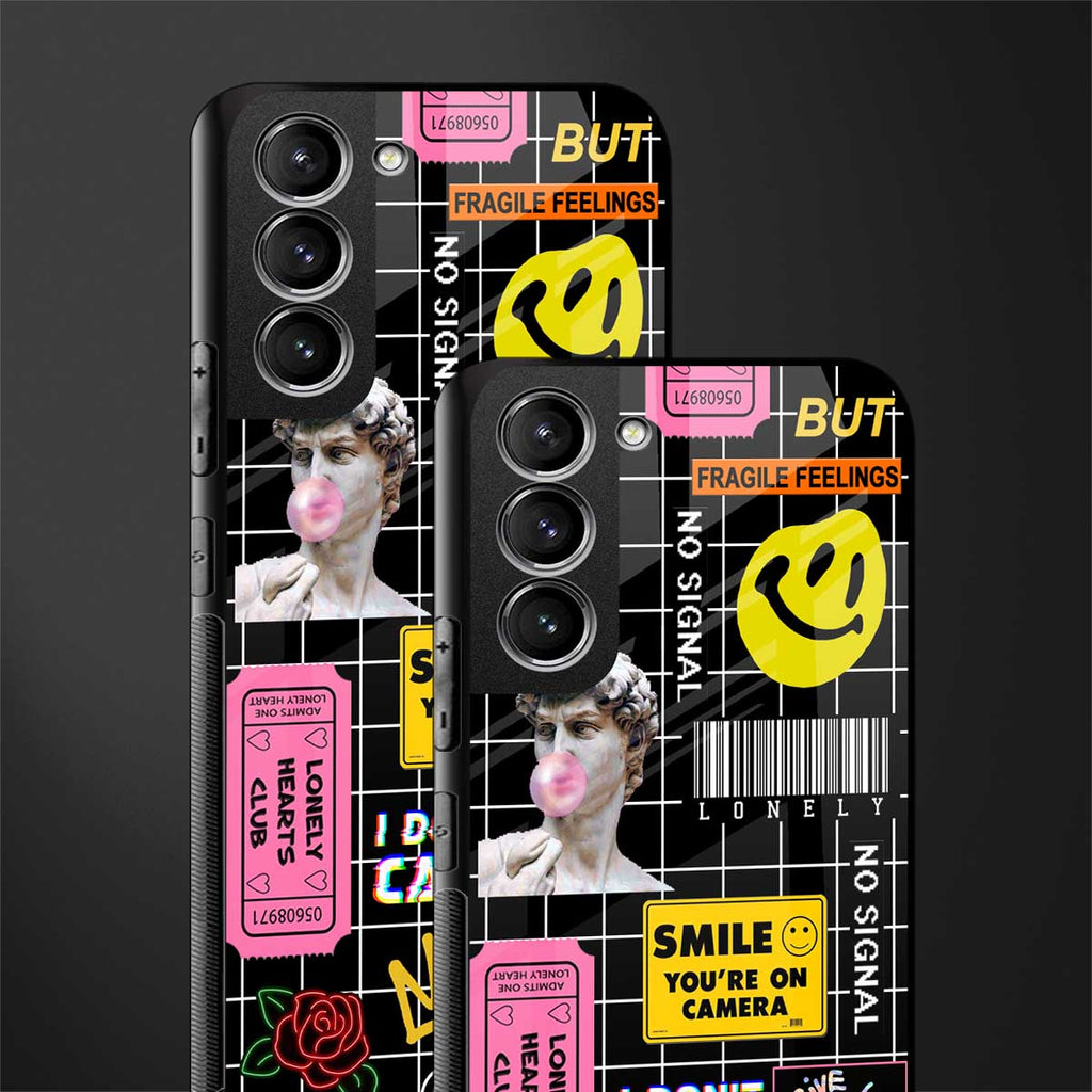 lonely hearts club black glass case for samsung galaxy s22 5g image-2