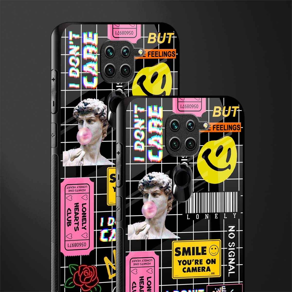 lonely hearts club black glass case for redmi note 9 image-2
