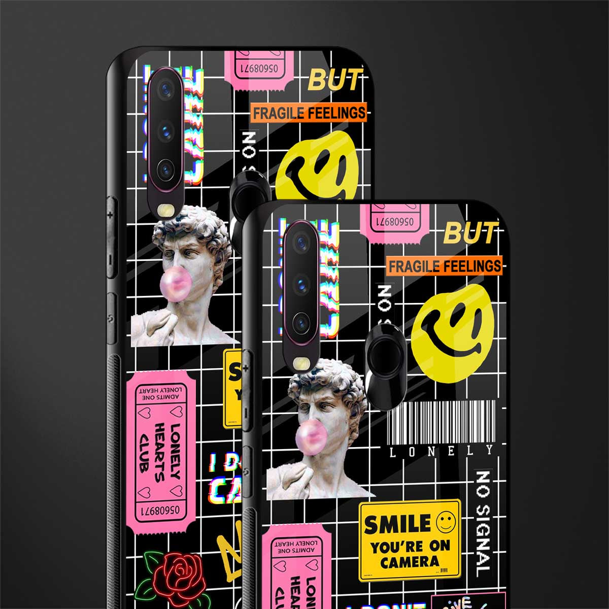 lonely hearts club black glass case for vivo y15 image-2