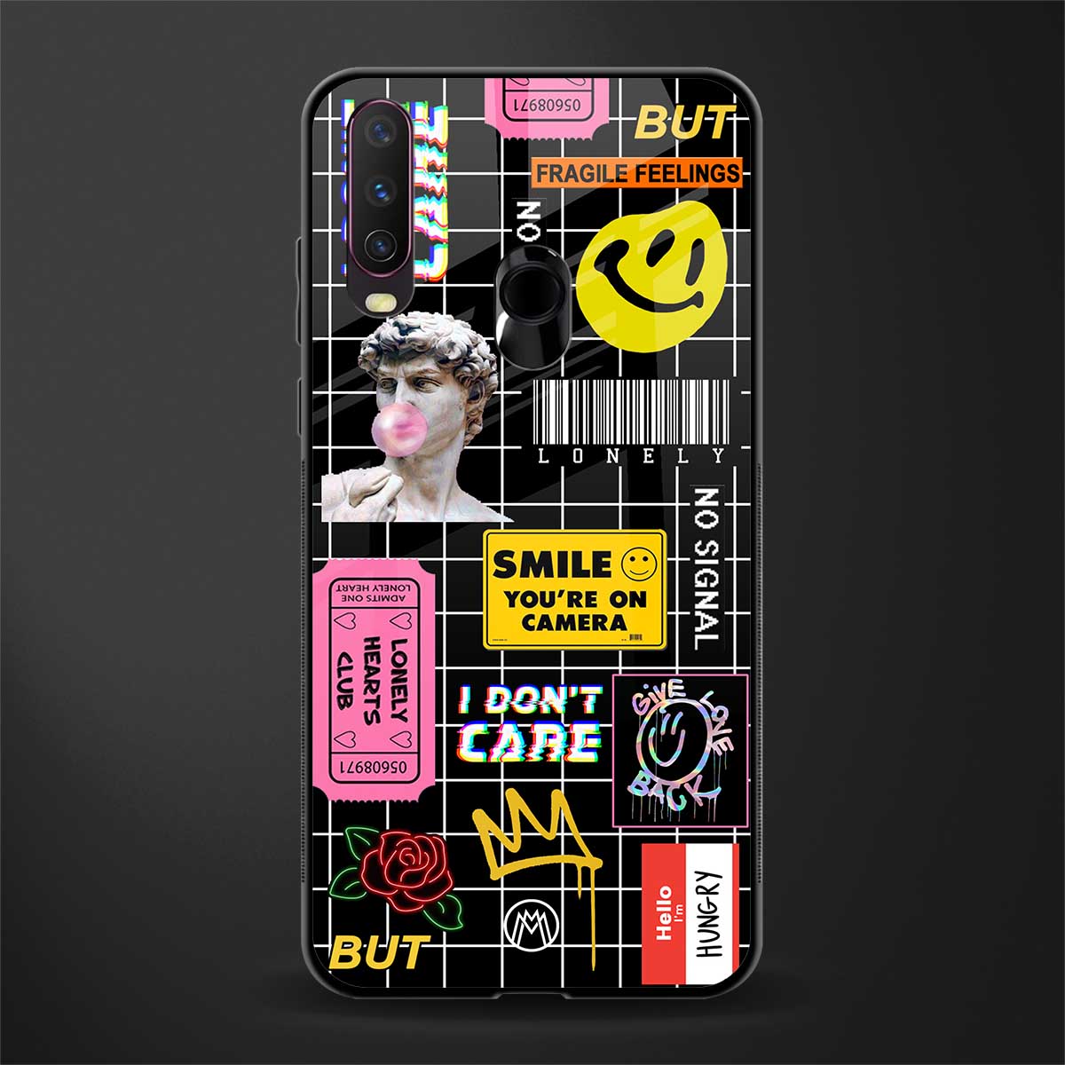 lonely hearts club black glass case for vivo y12 image