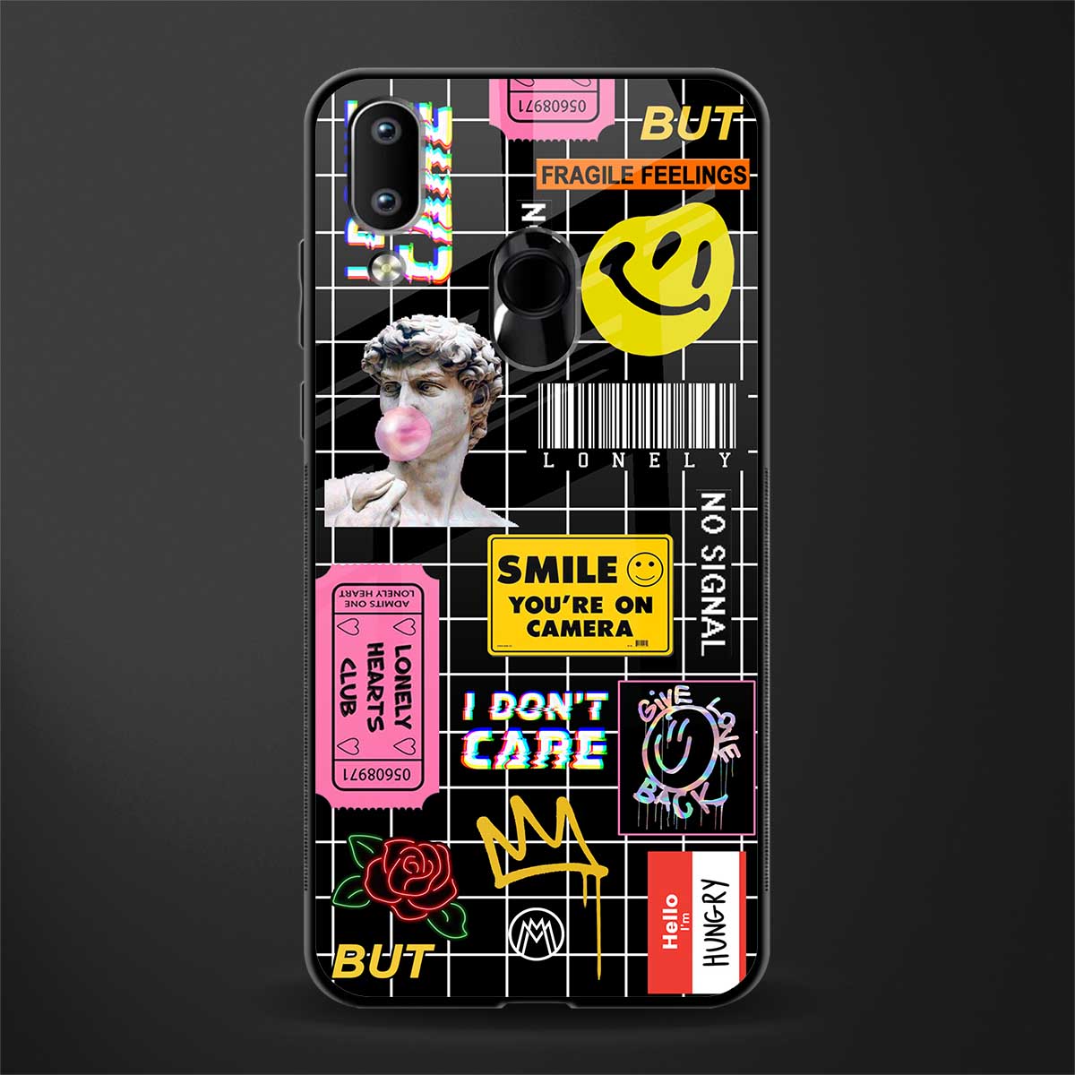 lonely hearts club black glass case for vivo y91 image