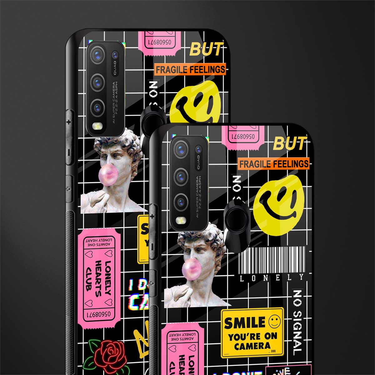 lonely hearts club black glass case for vivo y30 image-2