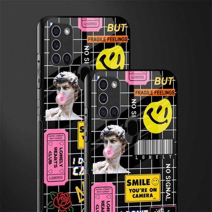 lonely hearts club black glass case for samsung galaxy a21s image-2