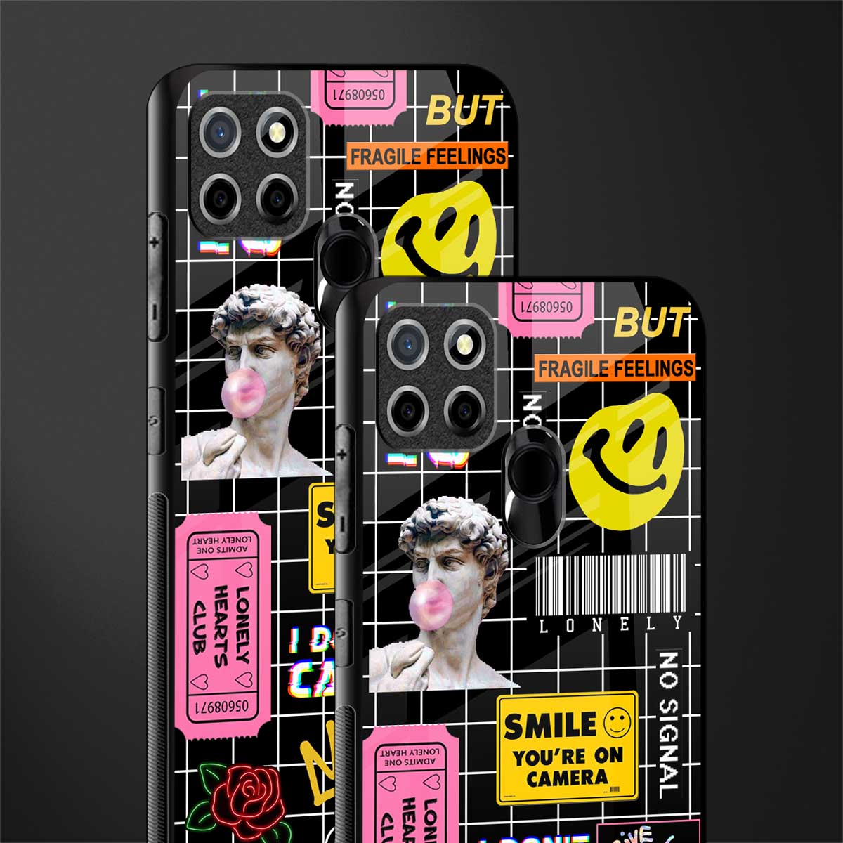 lonely hearts club black glass case for realme narzo 20 image-2
