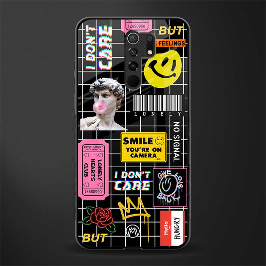 lonely hearts club black glass case for redmi 9 prime image