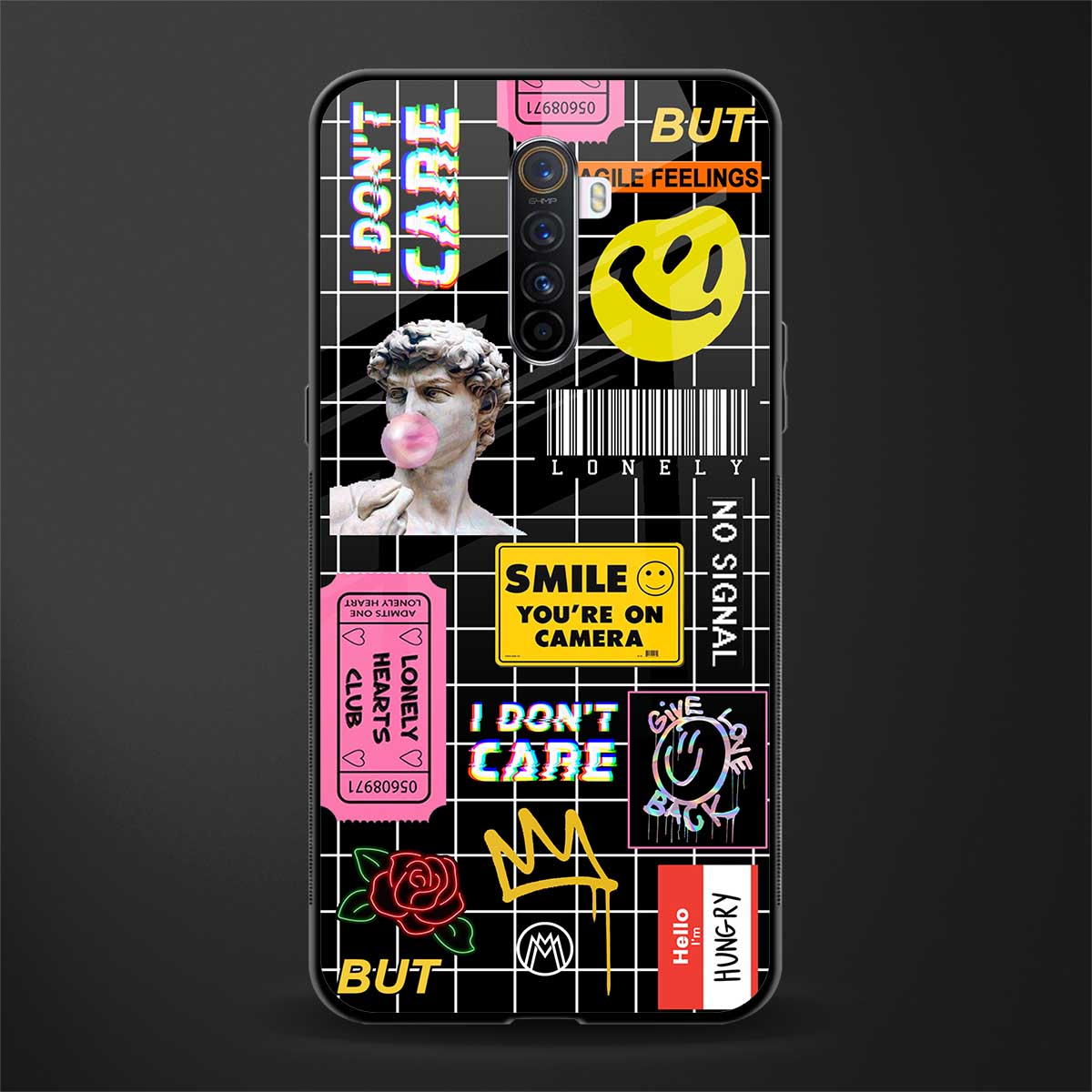 lonely hearts club black glass case for realme x2 pro image