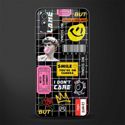 lonely hearts club black glass case for redmi 9i image