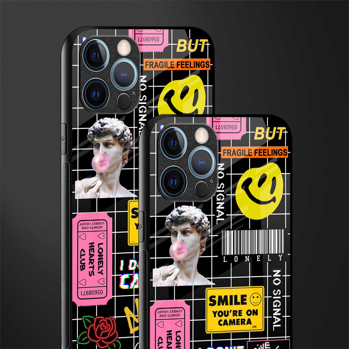 lonely hearts club black glass case for iphone 14 pro max image-2