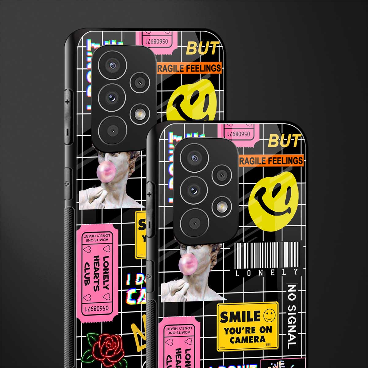 lonely hearts club black back phone cover | glass case for samsung galaxy a53 5g