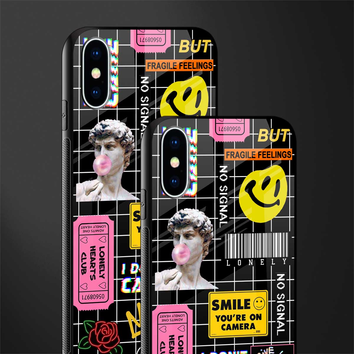 lonely hearts club black glass case for iphone xs image-2
