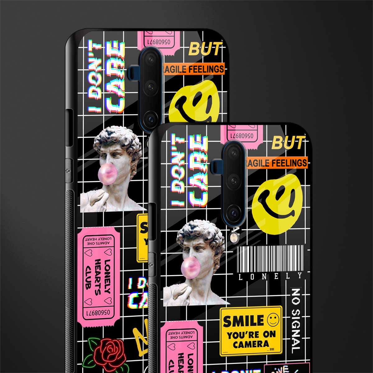 lonely hearts club black glass case for oneplus 7t pro image-2