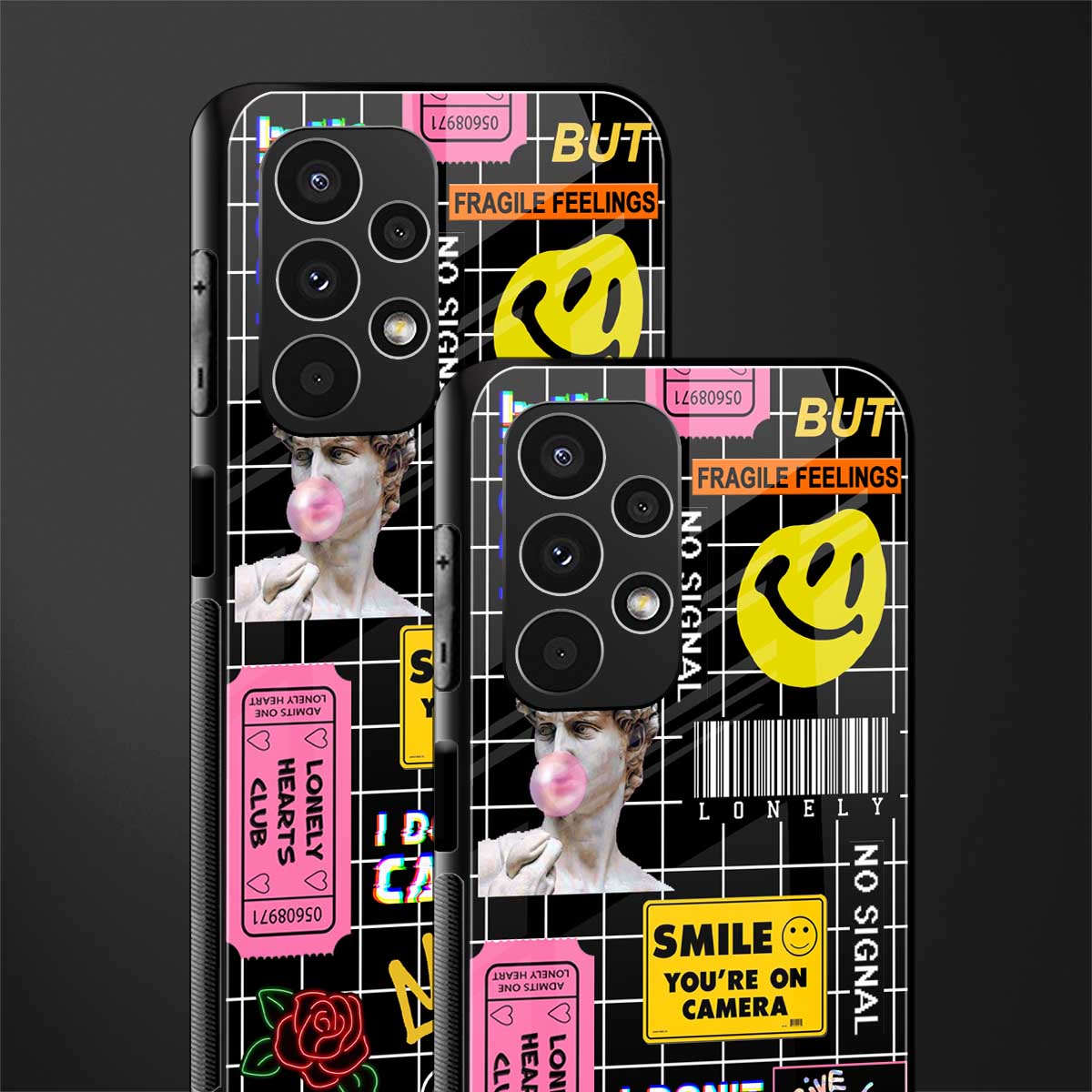 lonely hearts club black back phone cover | glass case for samsung galaxy a13 4g
