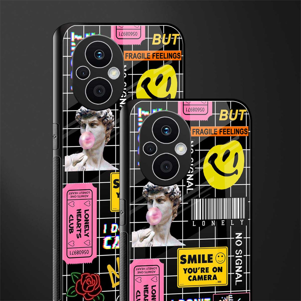 lonely hearts club black back phone cover | glass case for oppo f21 pro 5g