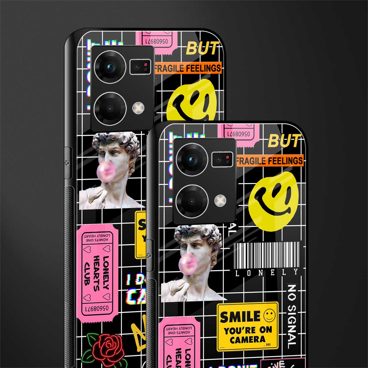 lonely hearts club black back phone cover | glass case for oppo f21 pro 4g