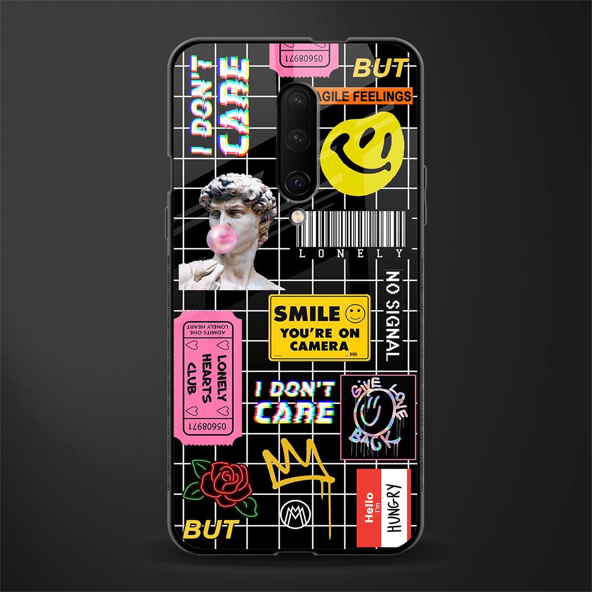 lonely hearts club black glass case for oneplus 7 pro image