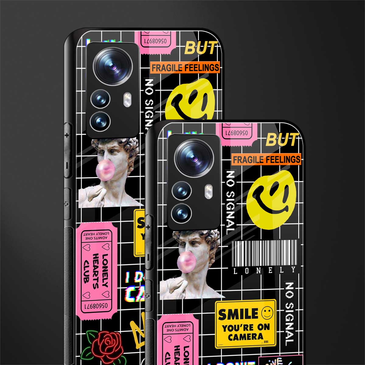 lonely hearts club black back phone cover | glass case for xiaomi 12 pro