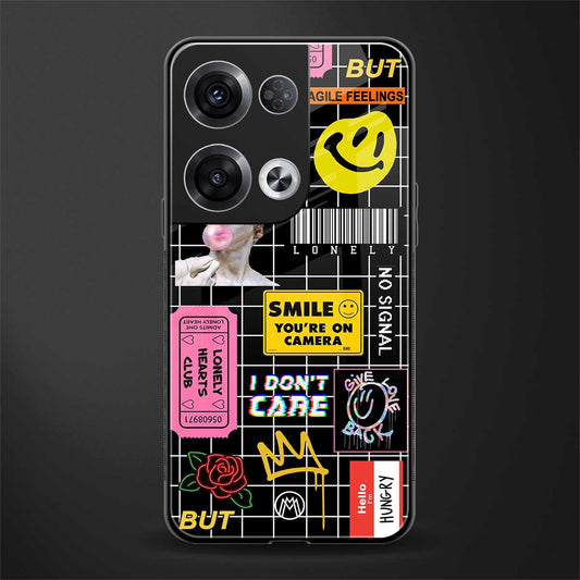 lonely hearts club black back phone cover | glass case for oppo reno 8